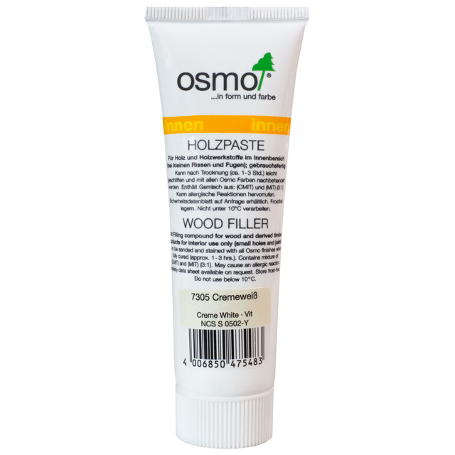 Produktbild föreställande artikeln TRÄSPACKEL OSMO 7305 VIT 100GR NCS S0502-Y från kategorin Spackel